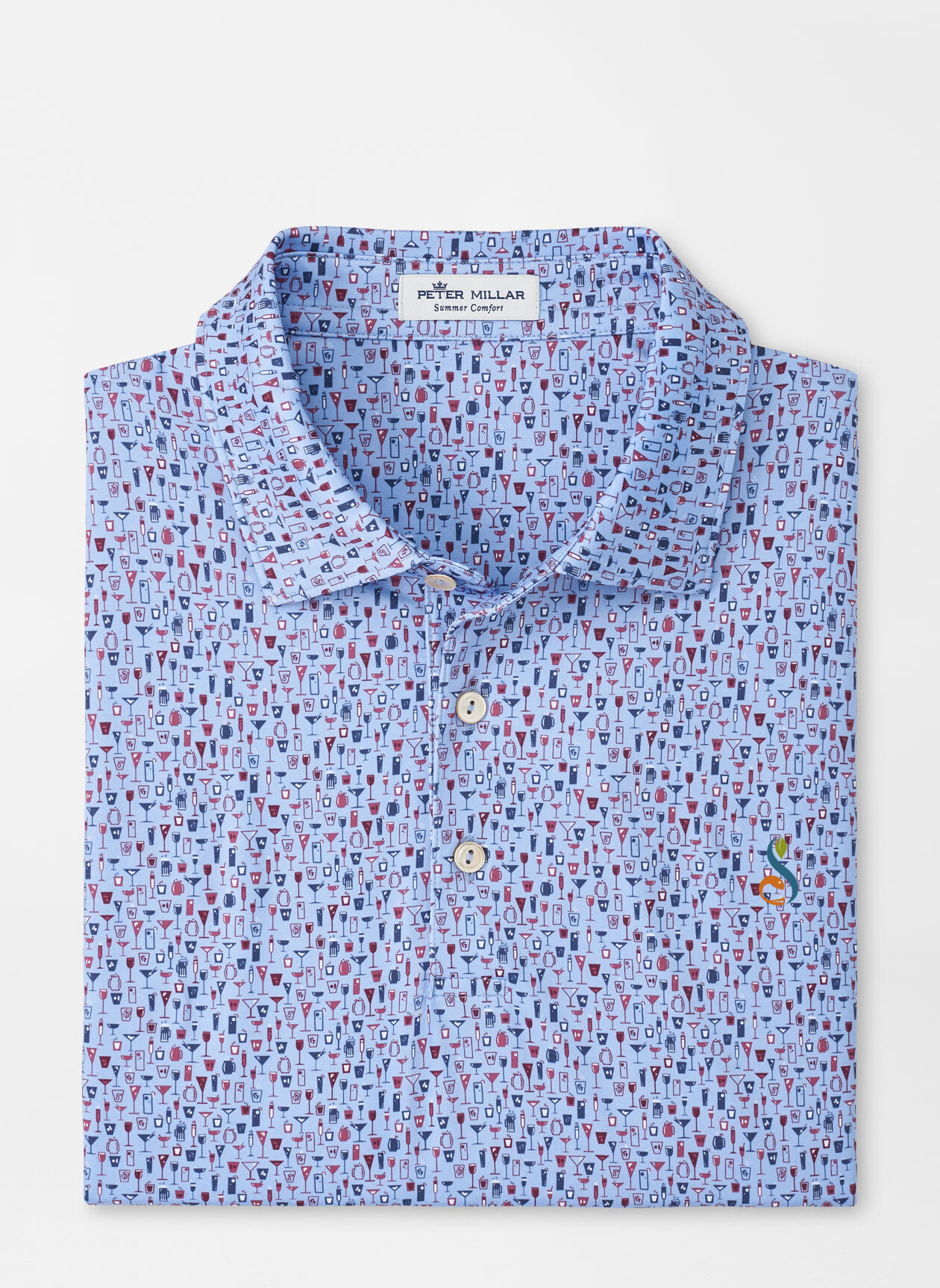 Peter Millar Deco Cocktails Performance Jersey Polo