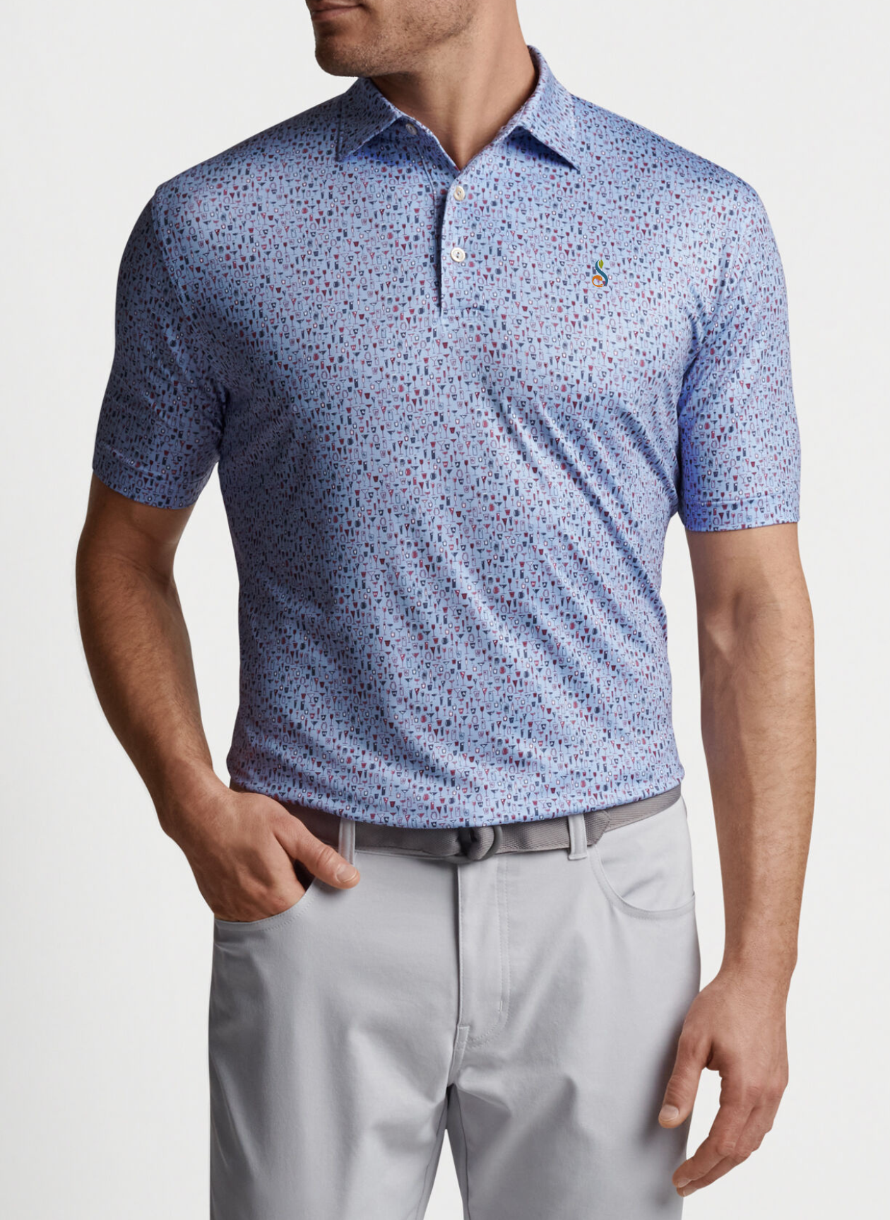 Peter Millar Deco Cocktails Performance Jersey Polo
