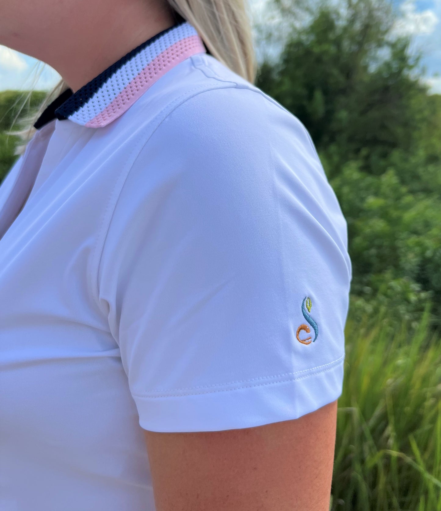 Peter Millar Ladies Louise Eyelet Collar Drop-V Polo