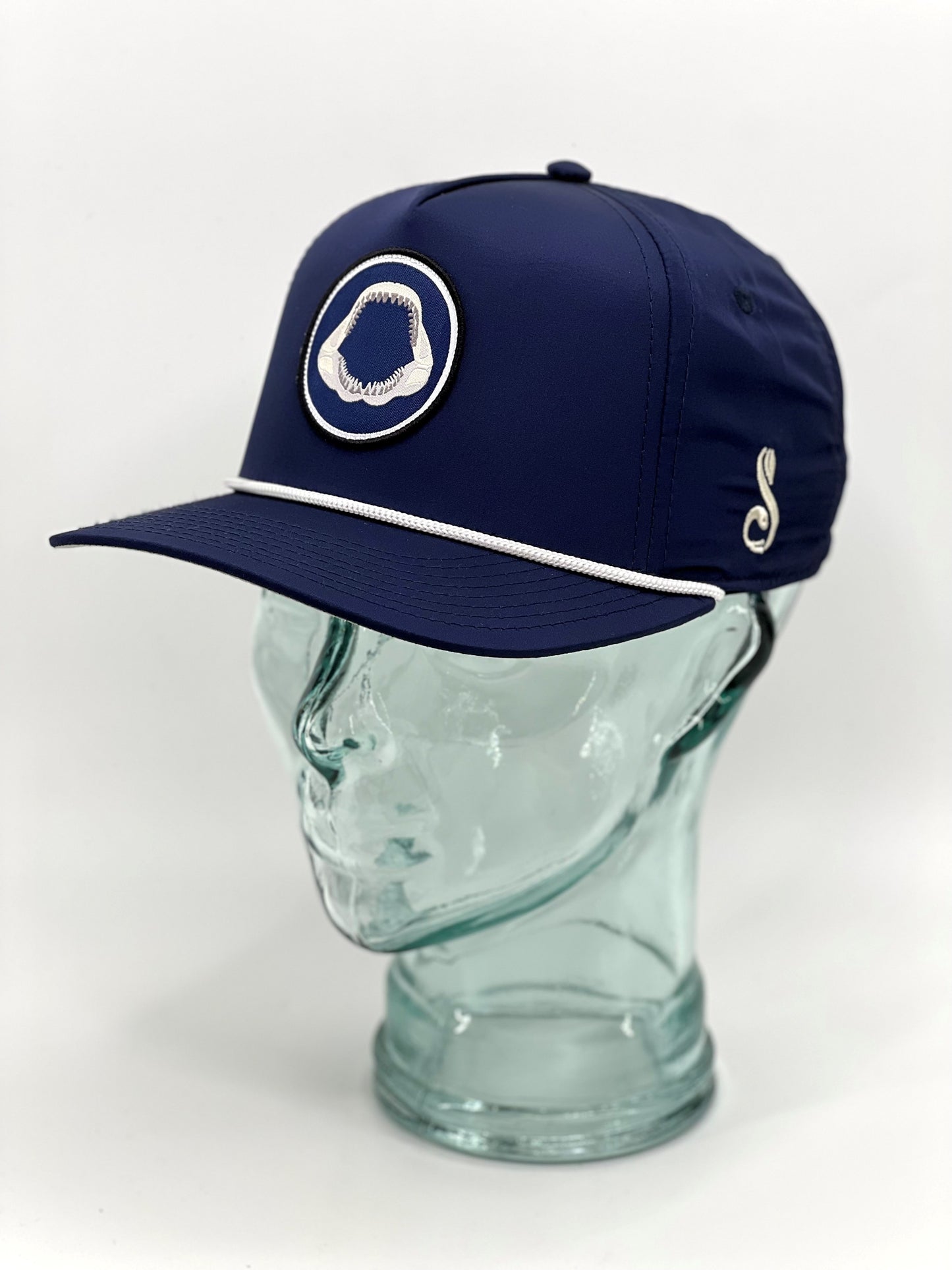 Pukka Megalodon Circle Patch Structured High Crown 5 Panel Snap Back Rope Hat