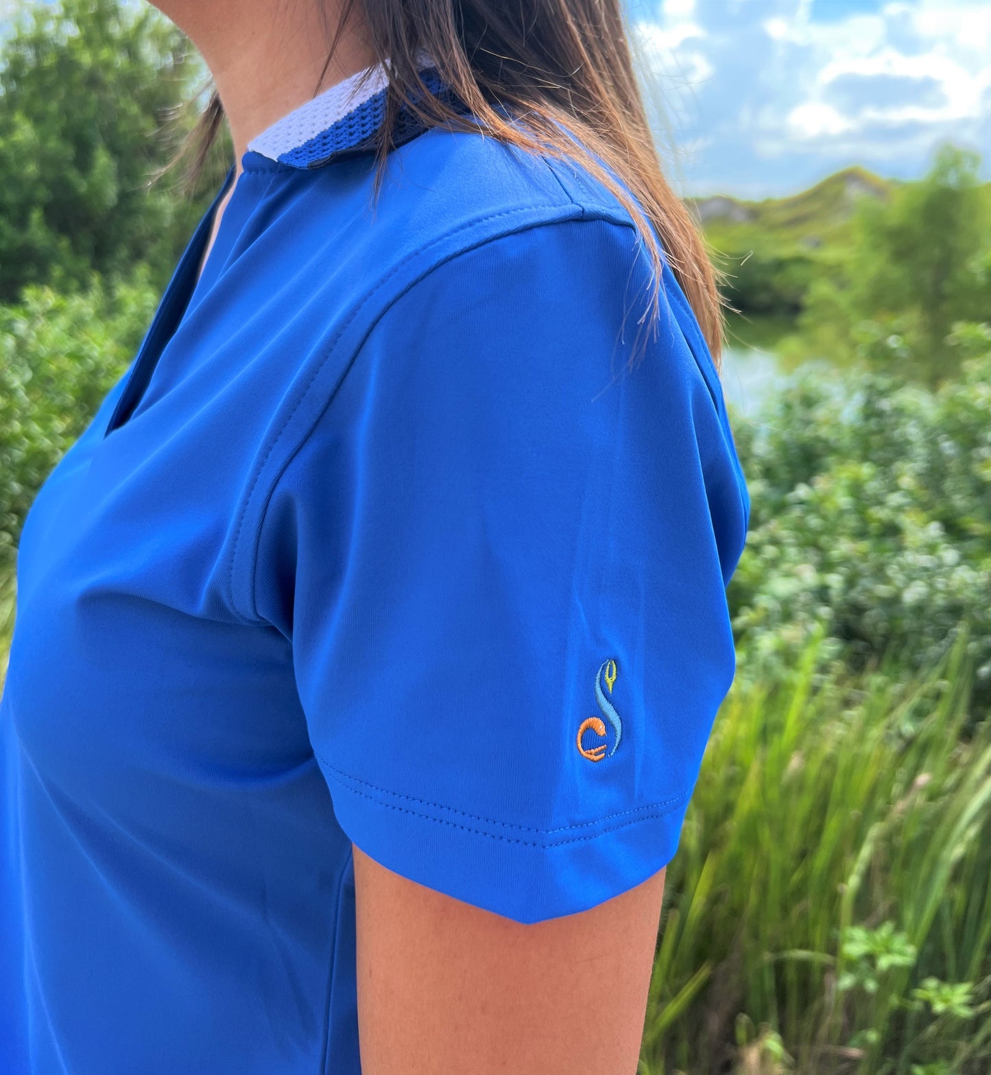 Peter Millar Ladies Louise Eyelet Collar Drop-V Polo
