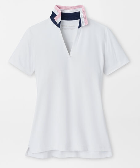 Peter Millar Ladies Louise Eyelet Collar Drop-V Polo