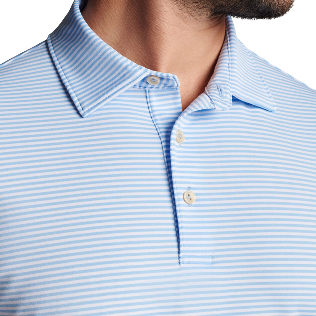 SPECIAL ORDER: Peter Millar Hales Stripe Polo - Cottage Blue & White