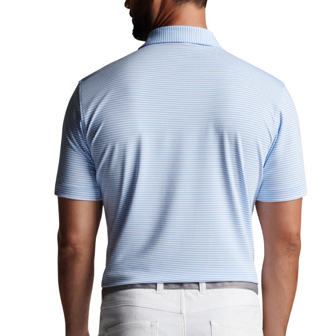 SPECIAL ORDER: Peter Millar Hales Stripe Polo - Cottage Blue & White