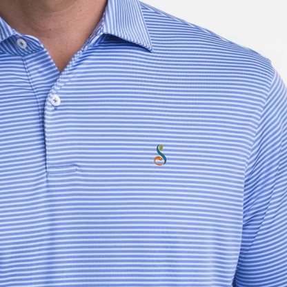 SPECIAL ORDER: Fairway & Greene Owens Stripe Polo - Baltic/Bluff
